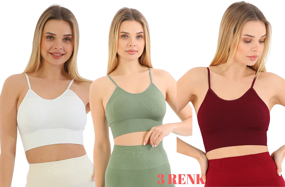 Murays form angel 3 lü kadın ip askılı pedli crop büstiyer