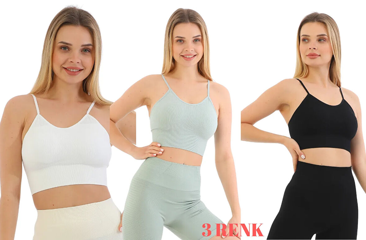 Murays form angel 3 lü kadın ip askılı pedli crop büstiyer