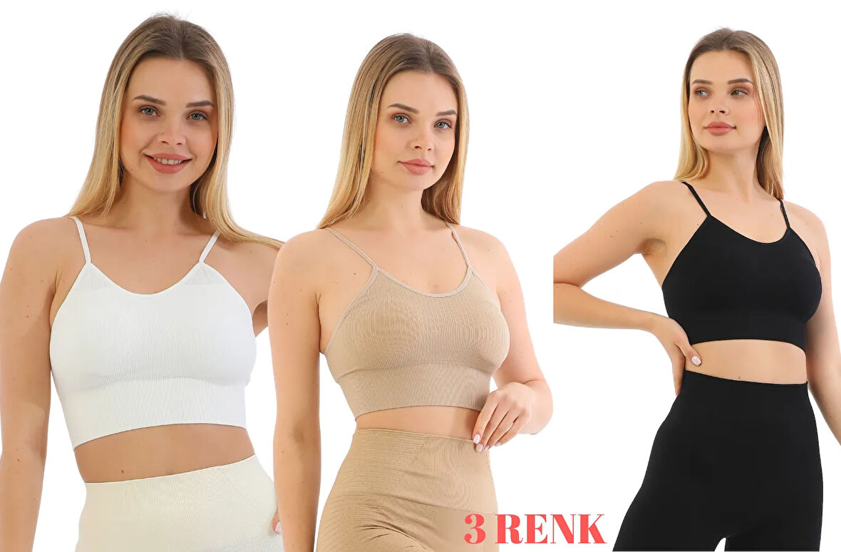 Murays form angel 3 lü kadın ip askılı pedli crop büstiyer