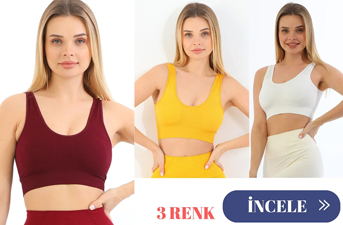 Murays form angel 3 lü kadın  kalın askılı pedli crop büstiyer