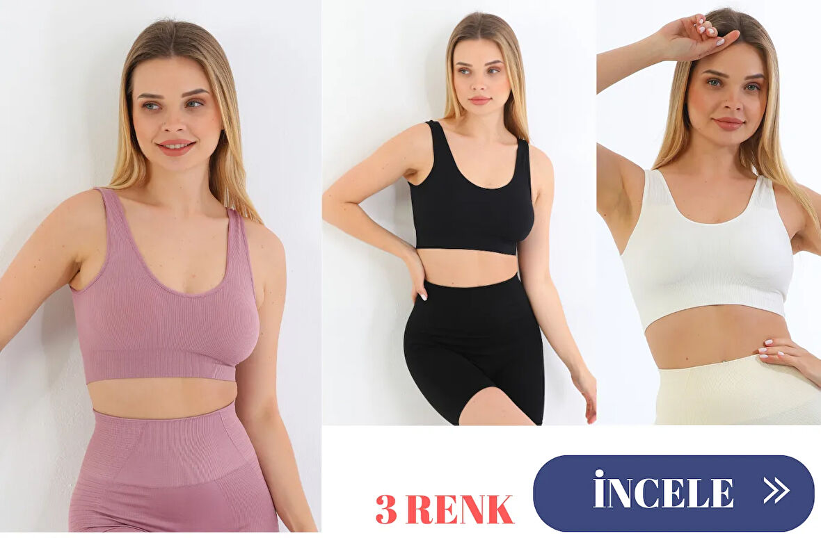 Murays form angel 3 lü kadın  kalın askılı pedli crop büstiyer