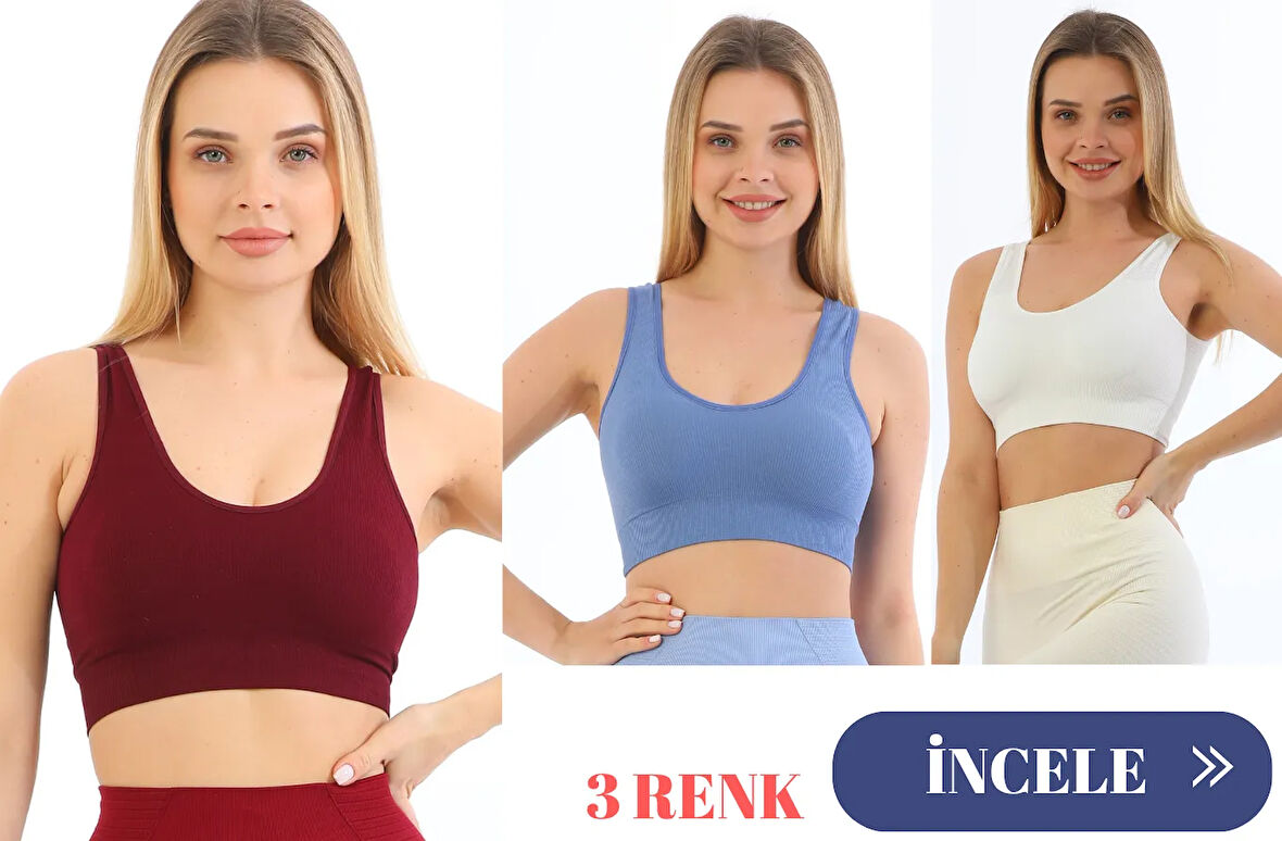 Murays form angel 3 lü kadın  kalın askılı pedli crop büstiyer