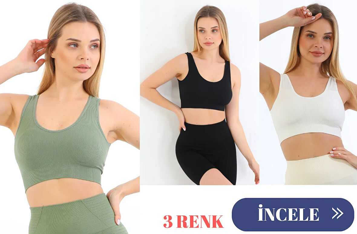 Murays form angel 3 lü kadın  kalın askılı pedli crop büstiyer