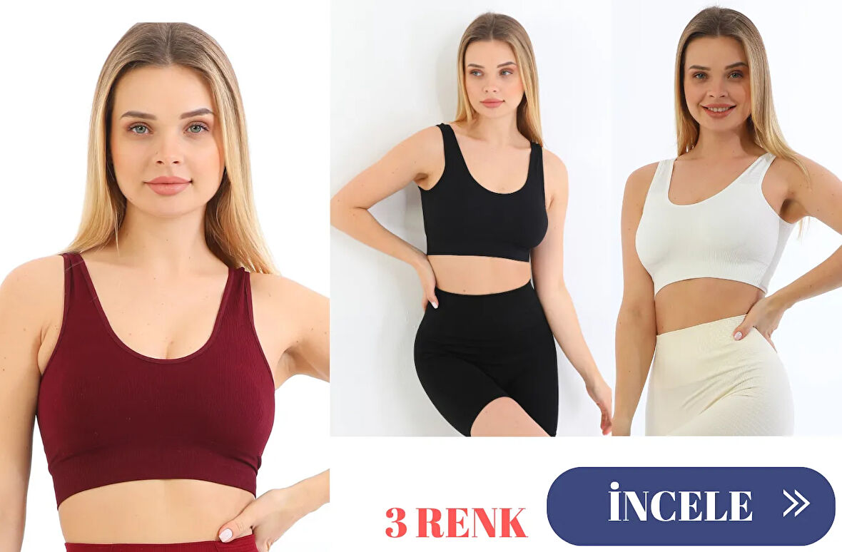Murays form angel 3 lü kadın  kalın askılı pedli crop büstiyer