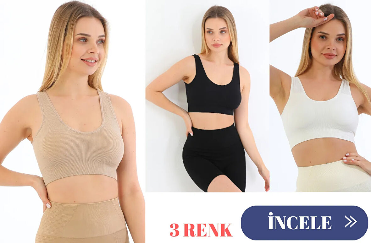Murays form angel 3 lü kadın  kalın askılı pedli crop büstiyer