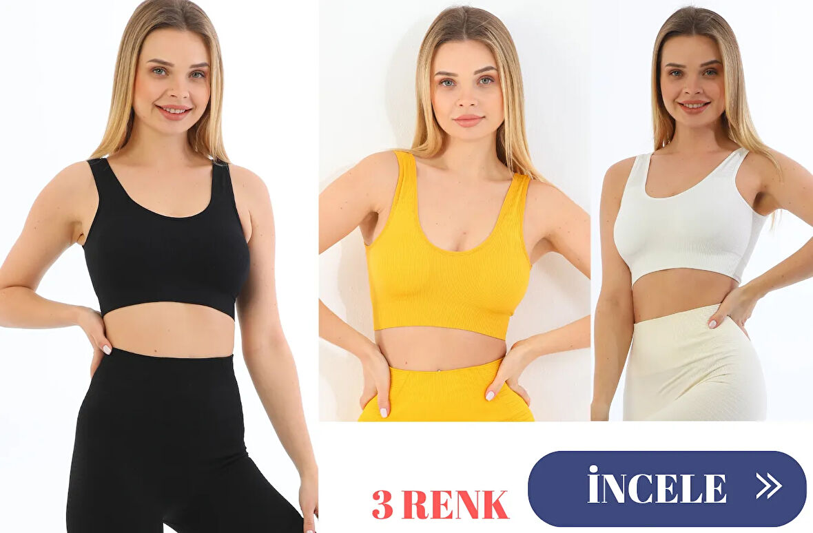 Murays form angel 3 lü kadın  kalın askılı pedli crop büstiyer