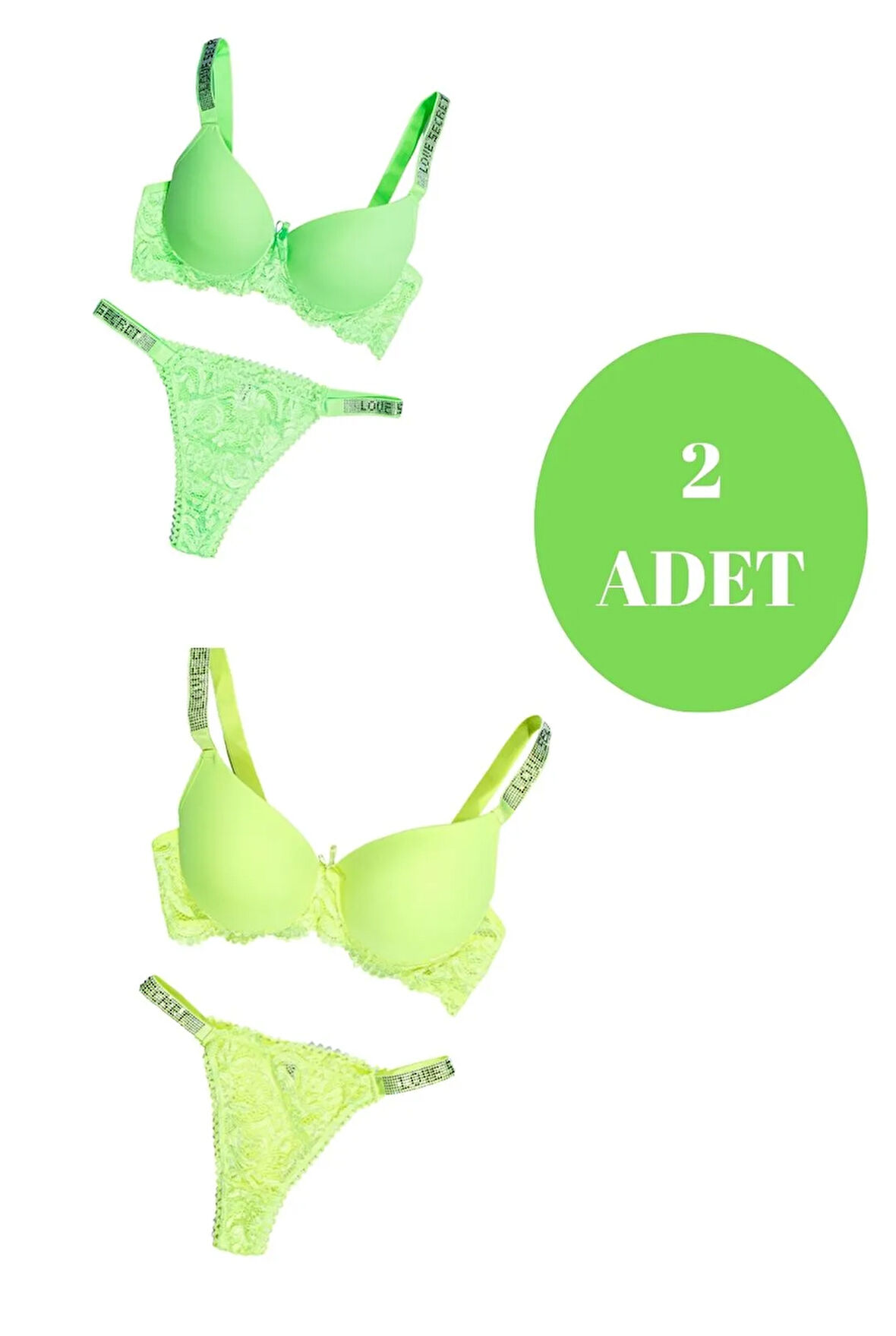 murays kadın 2 li taşlı neon sütyen takım