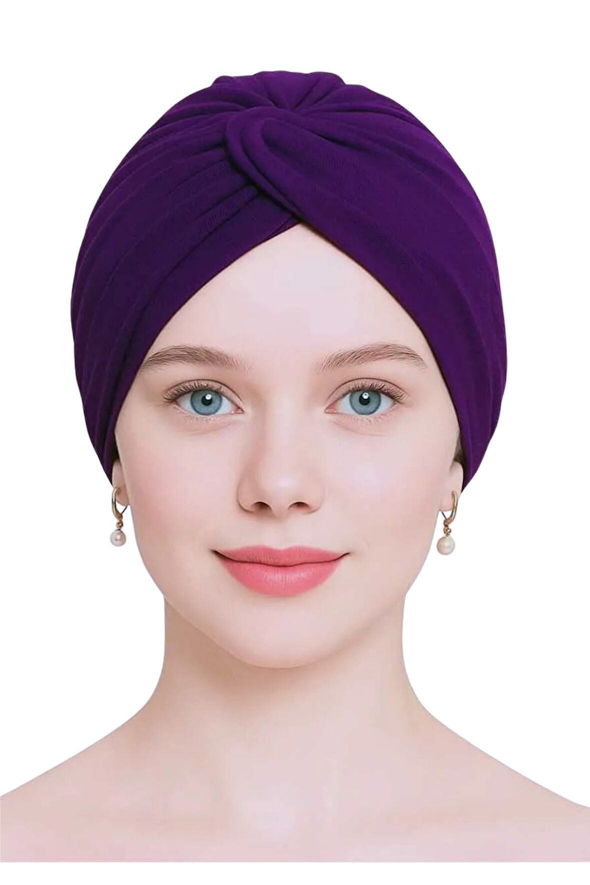 Düğümlü Dış Bone Mürdüm | Hazır Bağlı Sosyete Yarım Şal Modeli | Tesettür Rahat ve Şık Bone