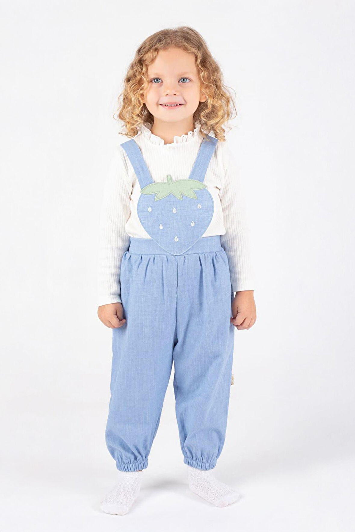 Miniğimin Cicileri salopet 2 li Kız Çocuk Takım - Açık Mavi