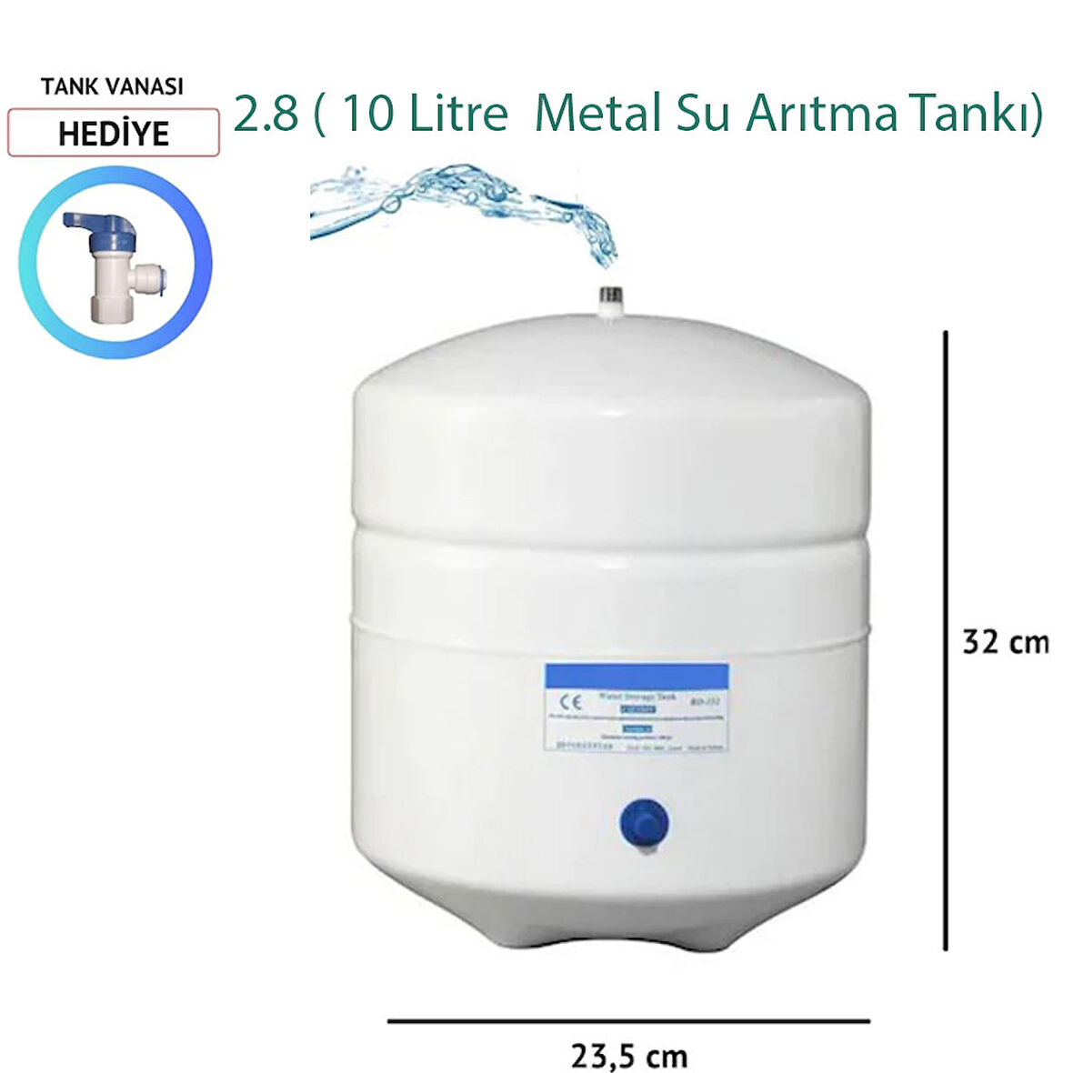 8 Lt. Metal Tank 2.2 Galon Su Arıtma Tankı
