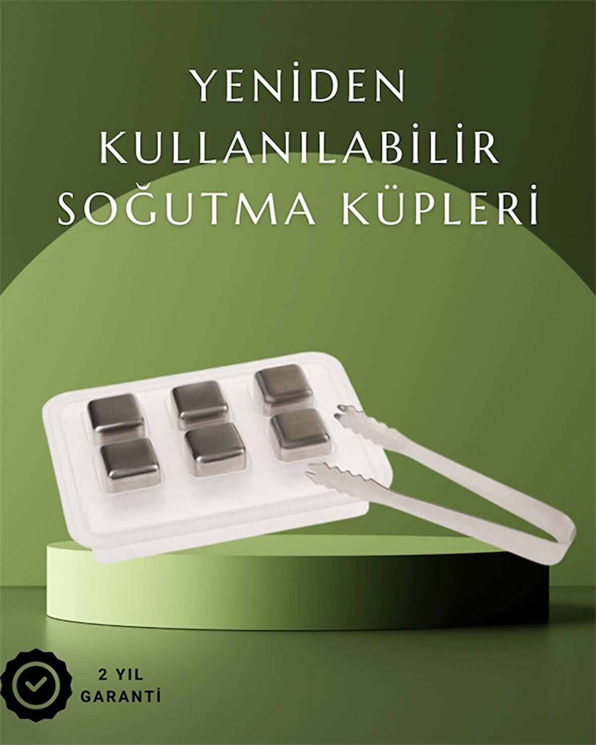 Paslanmaz Çelikten Üretilmiş Metal Buz Küpü Seti ve Buz Klipsi
