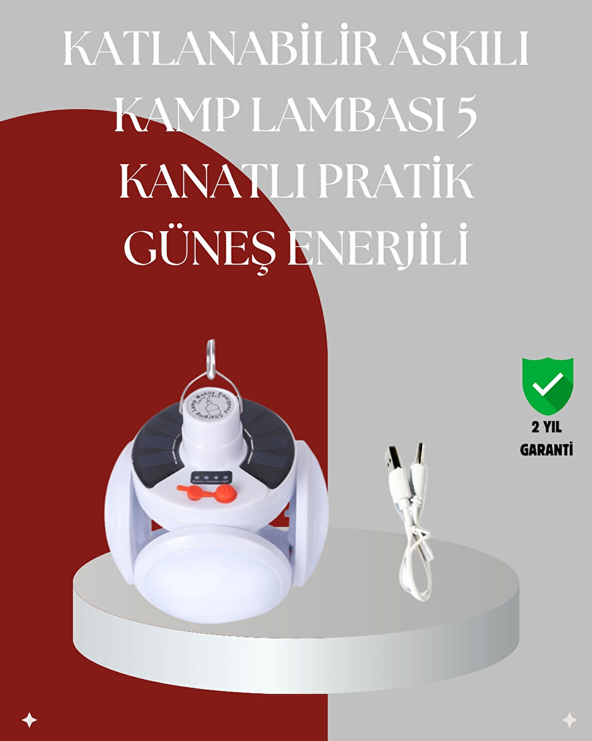 IPX4 Suya Dayanıklı, Katlanabilir LED Kamp Lambası ve Acil Durum Işığı