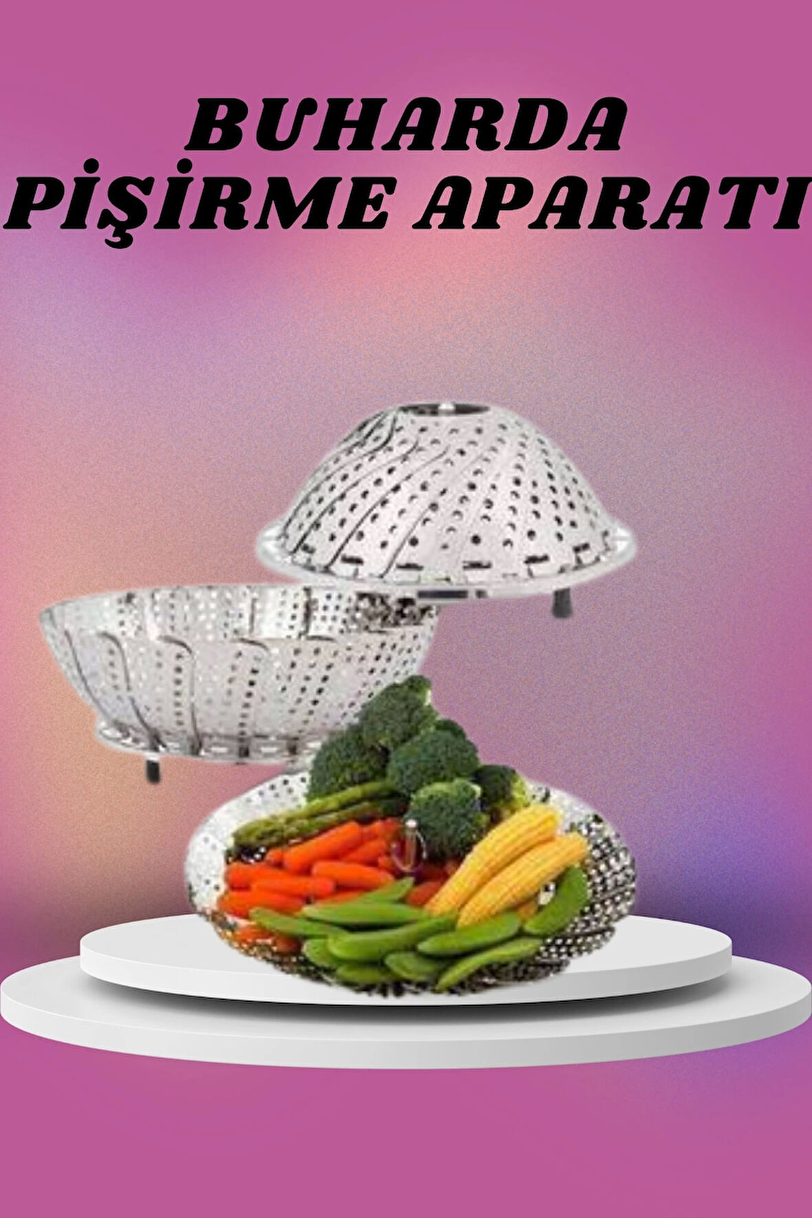 Çok Amaçlı Buharda Sebze Pişirme Haşlama Aparatı Katlanabilir Sebze Sağlıklı Pişirme Aparatı