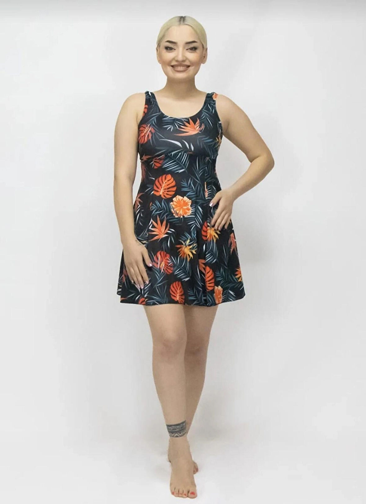 Kadın Elbise Mayo Şortlu -Desenli -Likra 38-52