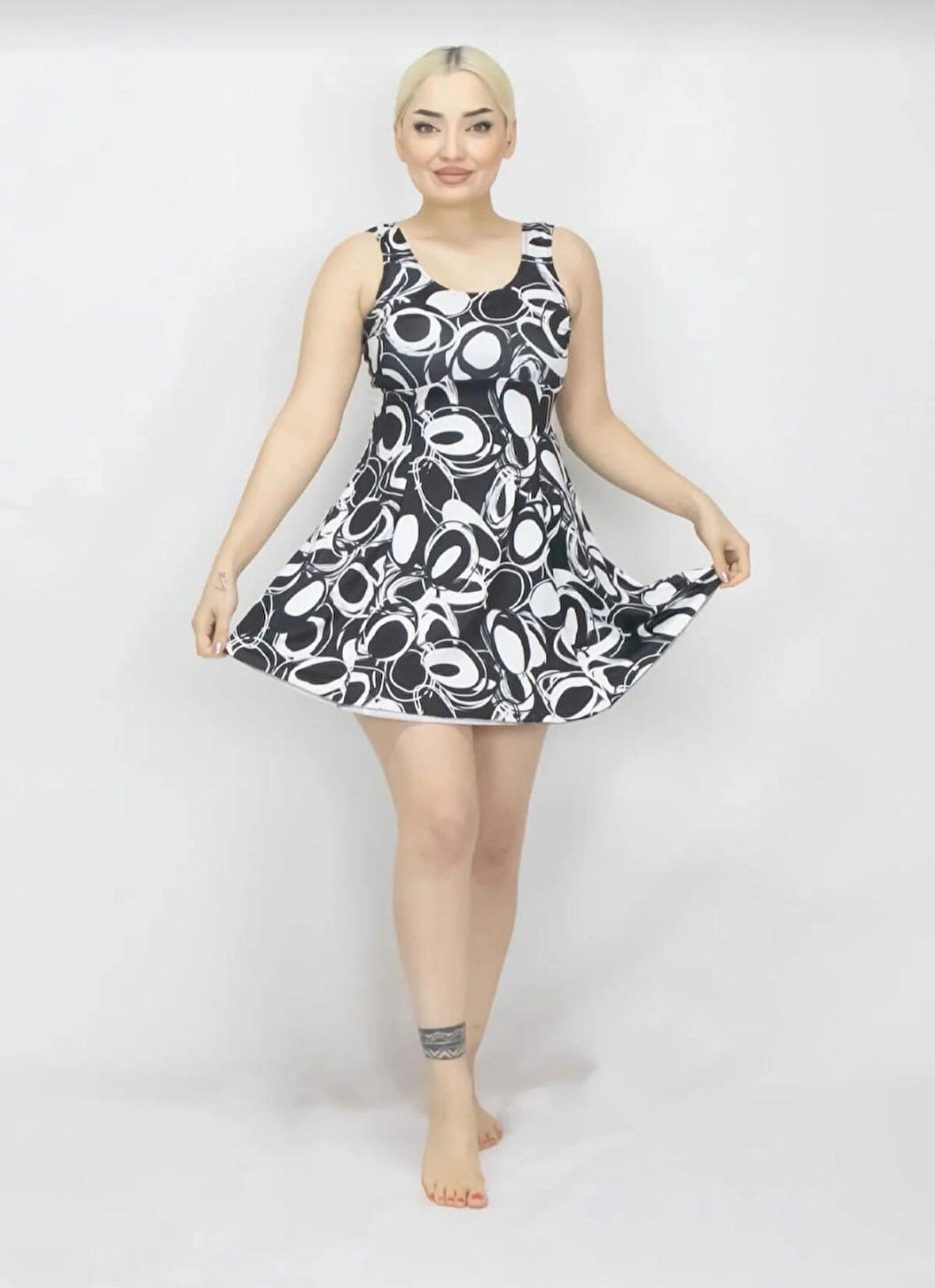 Kadın Elbise Mayo Şortlu -Desenli -Likra 38-52