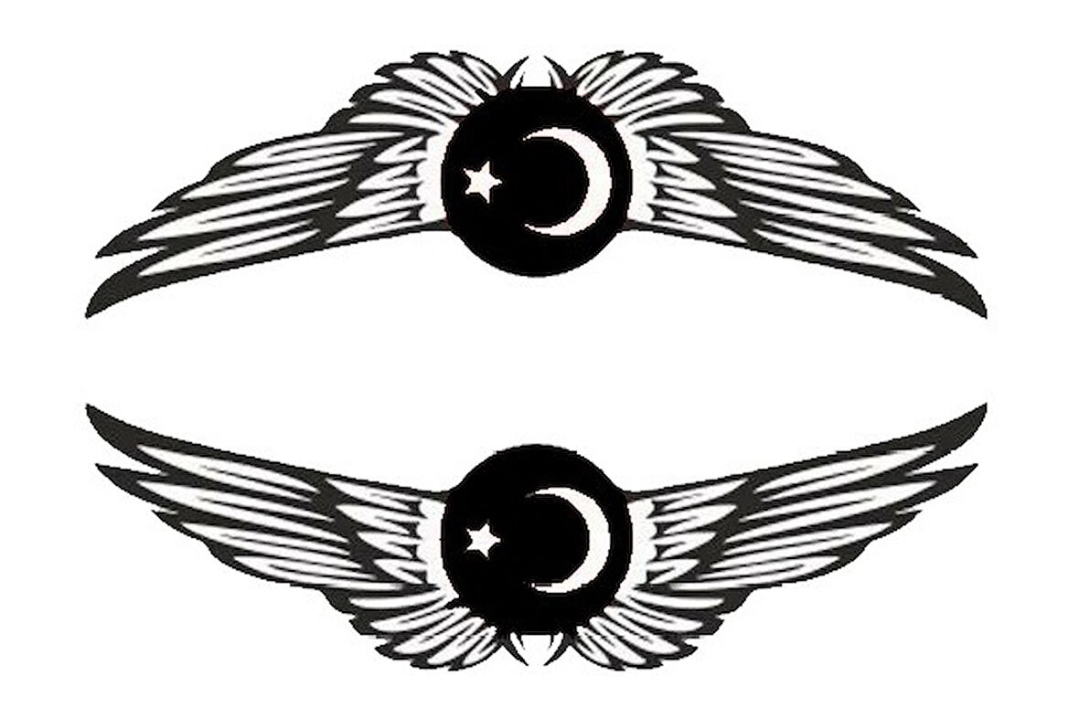 Miyrem Ayyıldızlı Kanat Oto Yan Cam Sticker 20 x 5 cm Sağ/Sol 2 Adet