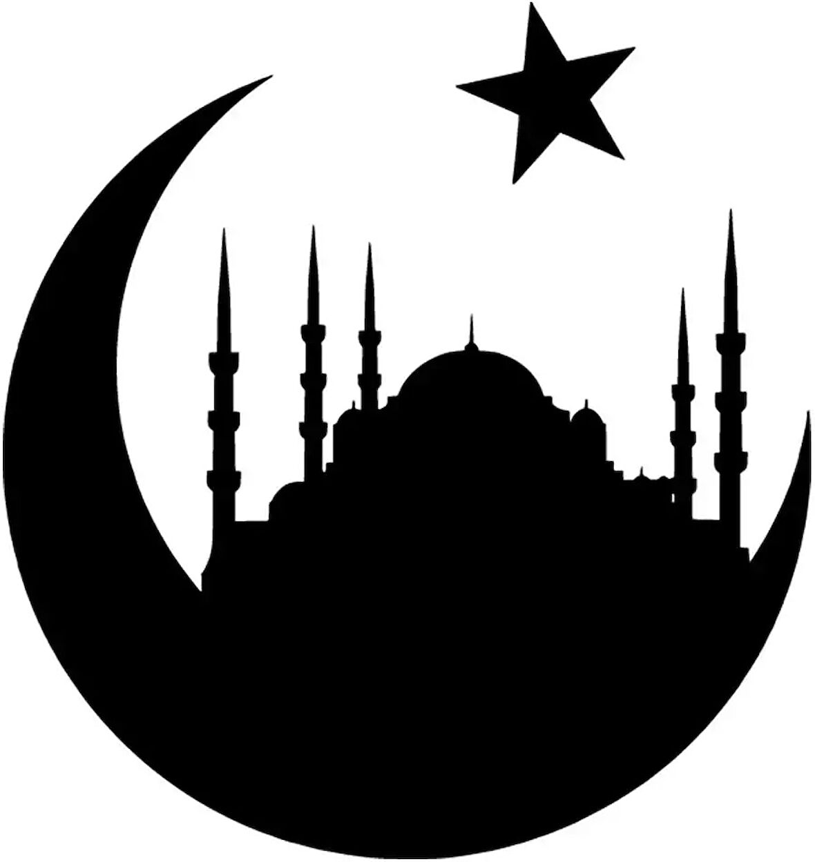 Miyrem Ay Yıldız içinde Cami Sticker 30 x 33 cm