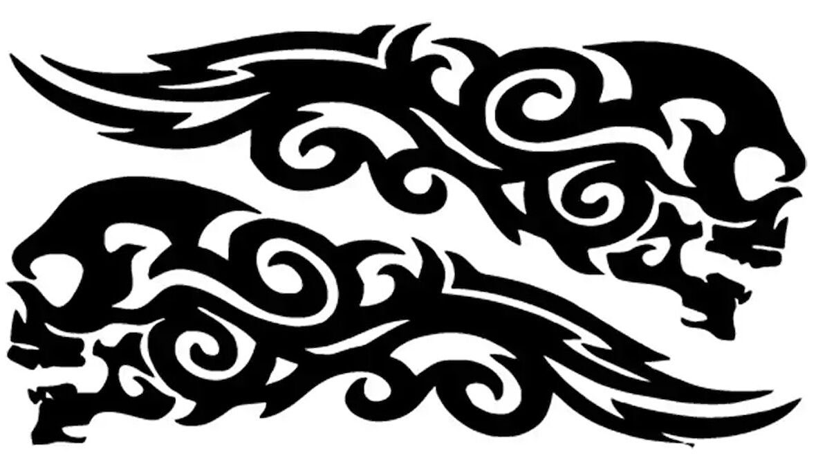 Miyrem Alevli Kafatasları Sticker  10 x 5 cm 2 Adet