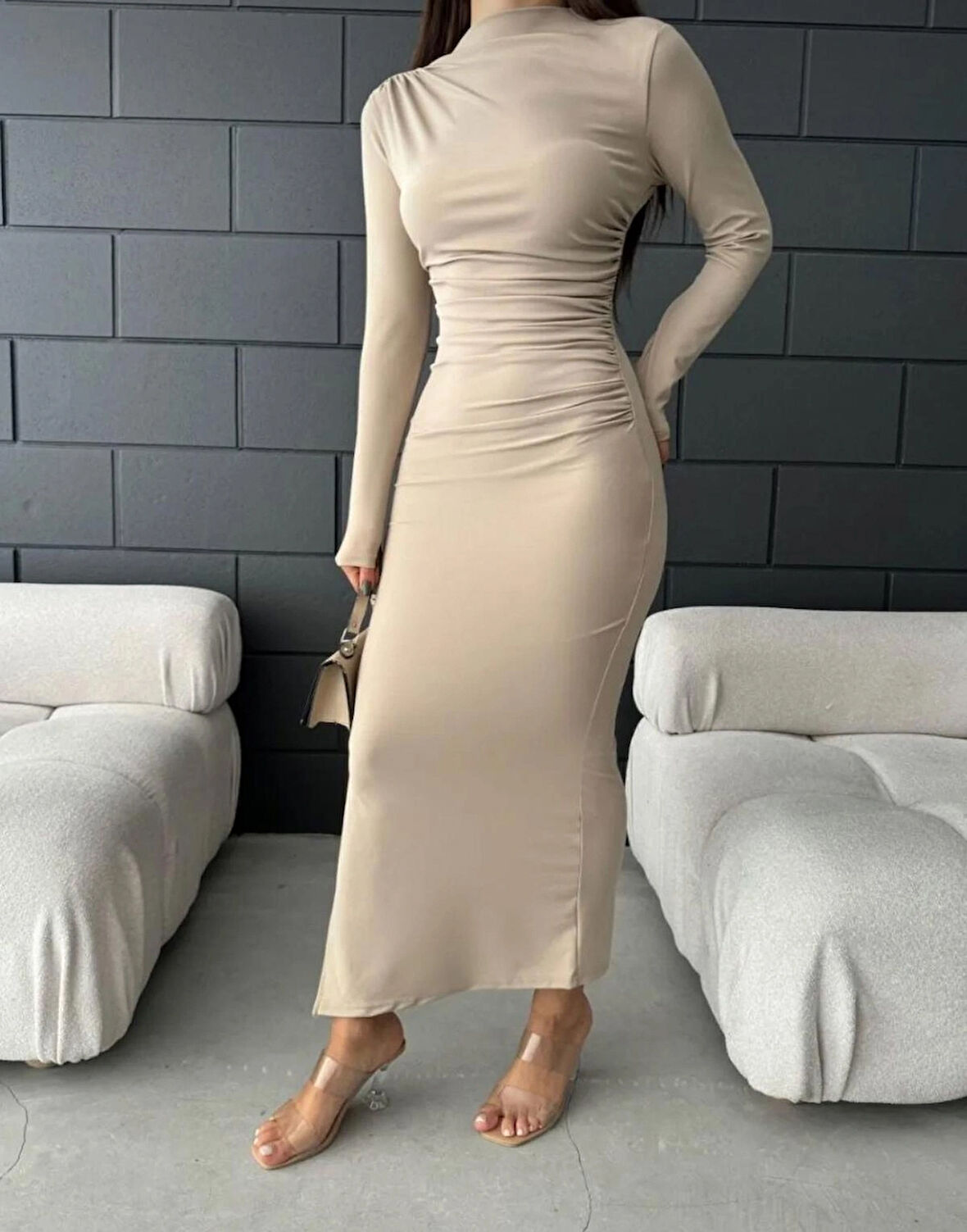 Kadın Soft Drape Detay Maxi Elbise