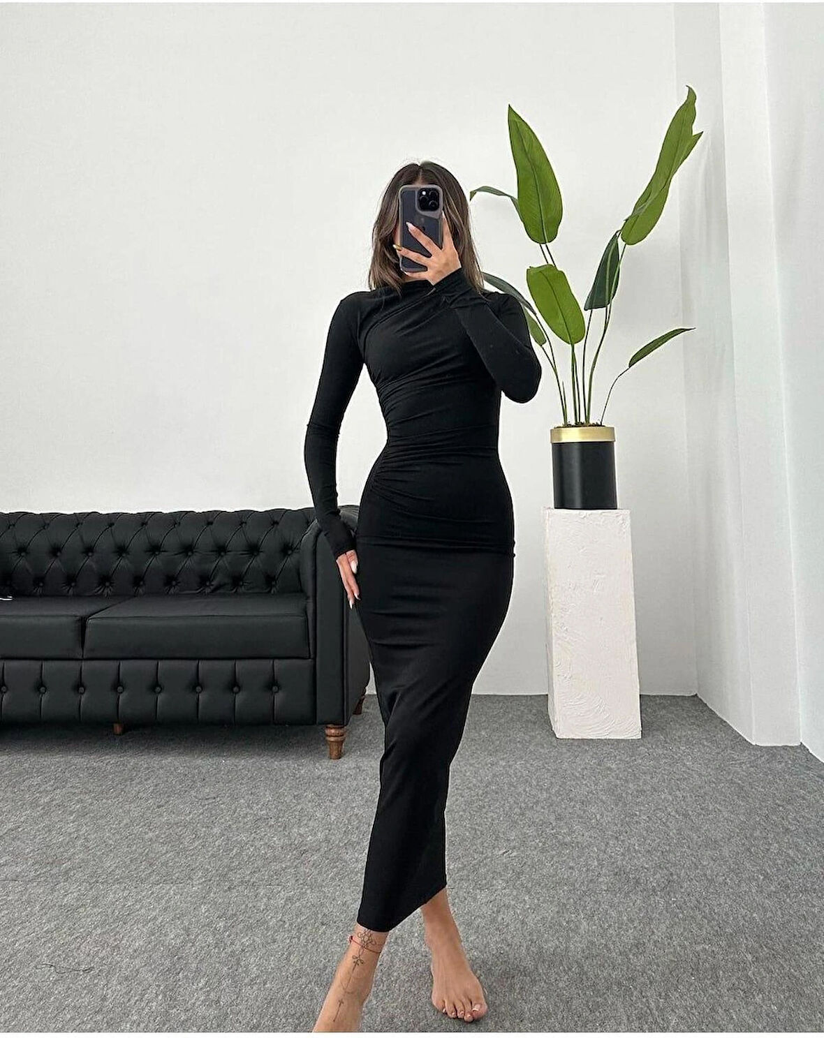 Kadın Soft Drape Detay Maxi Elbise