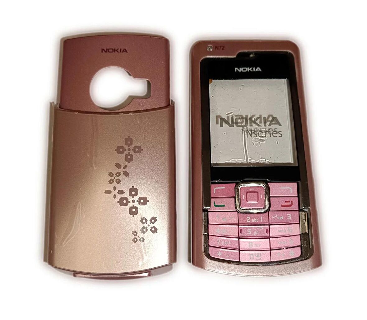 Nokia N72 Kasa Kapak Nokia N72 Pembe Renk Orta Kasa Ön Kapak Arka Kapak Tuş Takımı