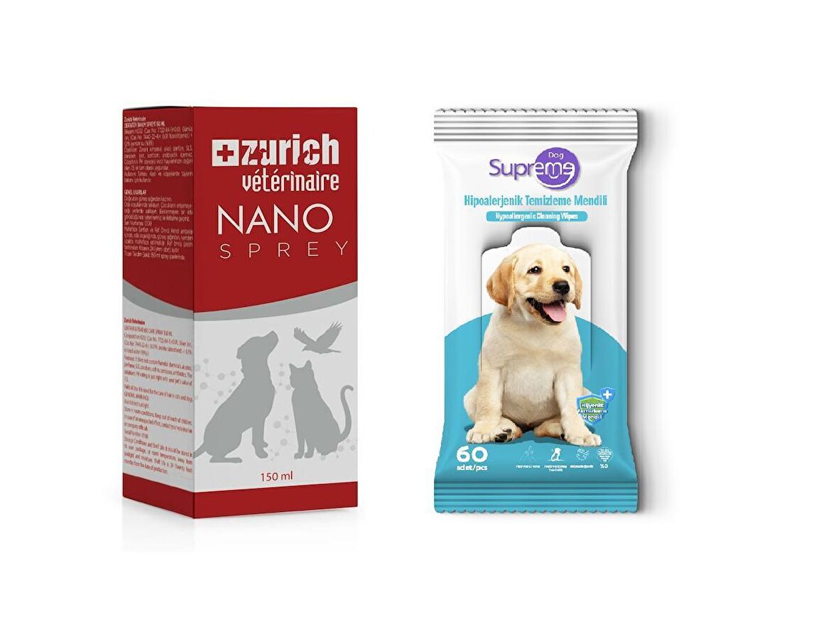 Nano Sprey 150 ml ve Hipoalerjenik Temizleme Mendili 60'lı Paket