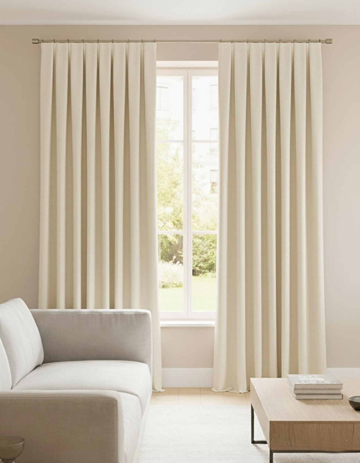 Narden Krem Sade Soft 1x3 Sık Pile Fon Perde - Şık ve Modern Tasarım