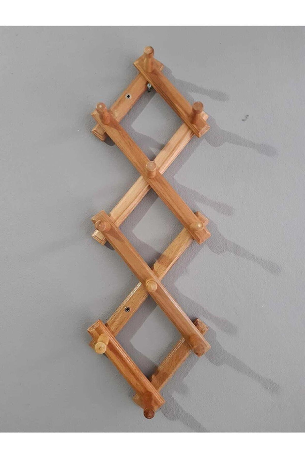 Ahşap Akordiyon Askı 10 Topuzlu