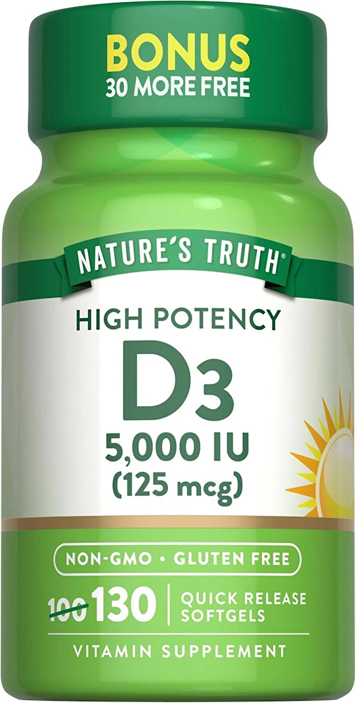 Nature's Truth Vitamin D3 2000 IU 130 Softgels