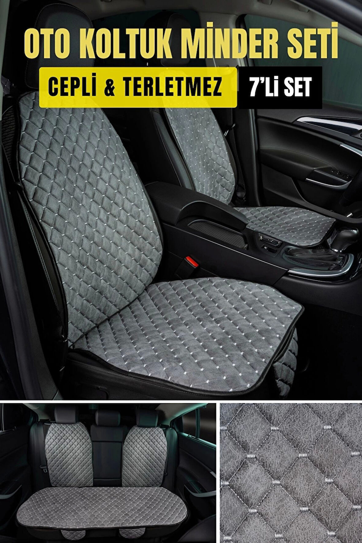 Araba Terletmez Ergonomik Koltuk Minderi (7 PARÇA) - 5 Koltuk Tam Set (bej-bej)