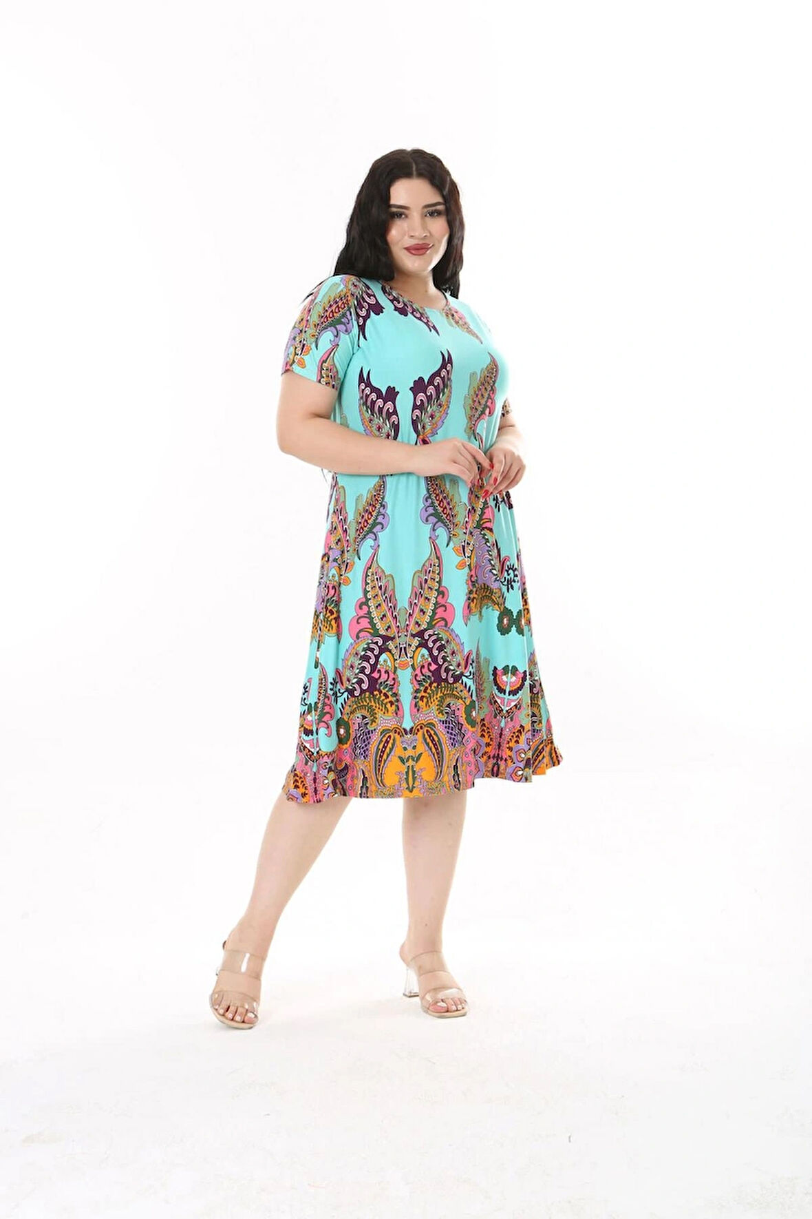 KADIN BÜYÜK BEDEN VİSKON ELBİSE