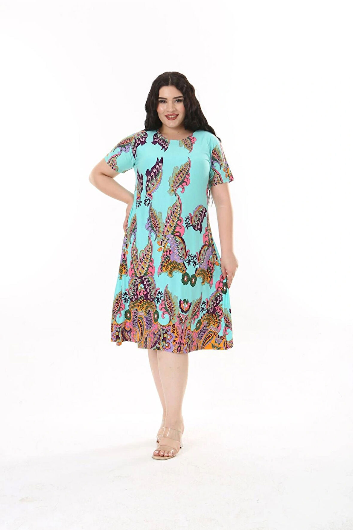 KADIN BÜYÜK BEDEN VİSKON ELBİSE