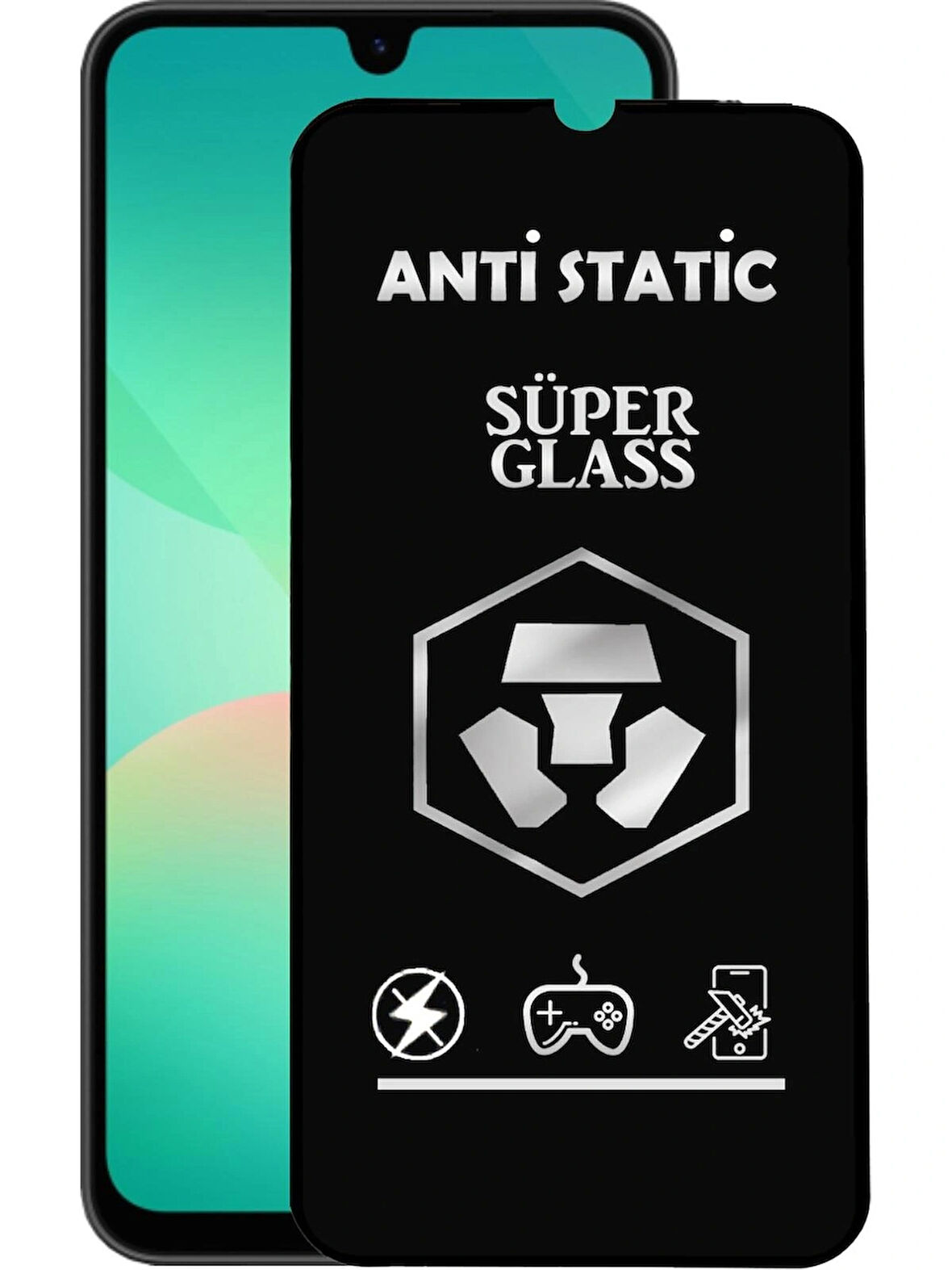 Samsung Galaxy A26 Uyumlu Anti Static Toz Tutmayan Çerçeveli Temperli Ekran Koruyucu Cam