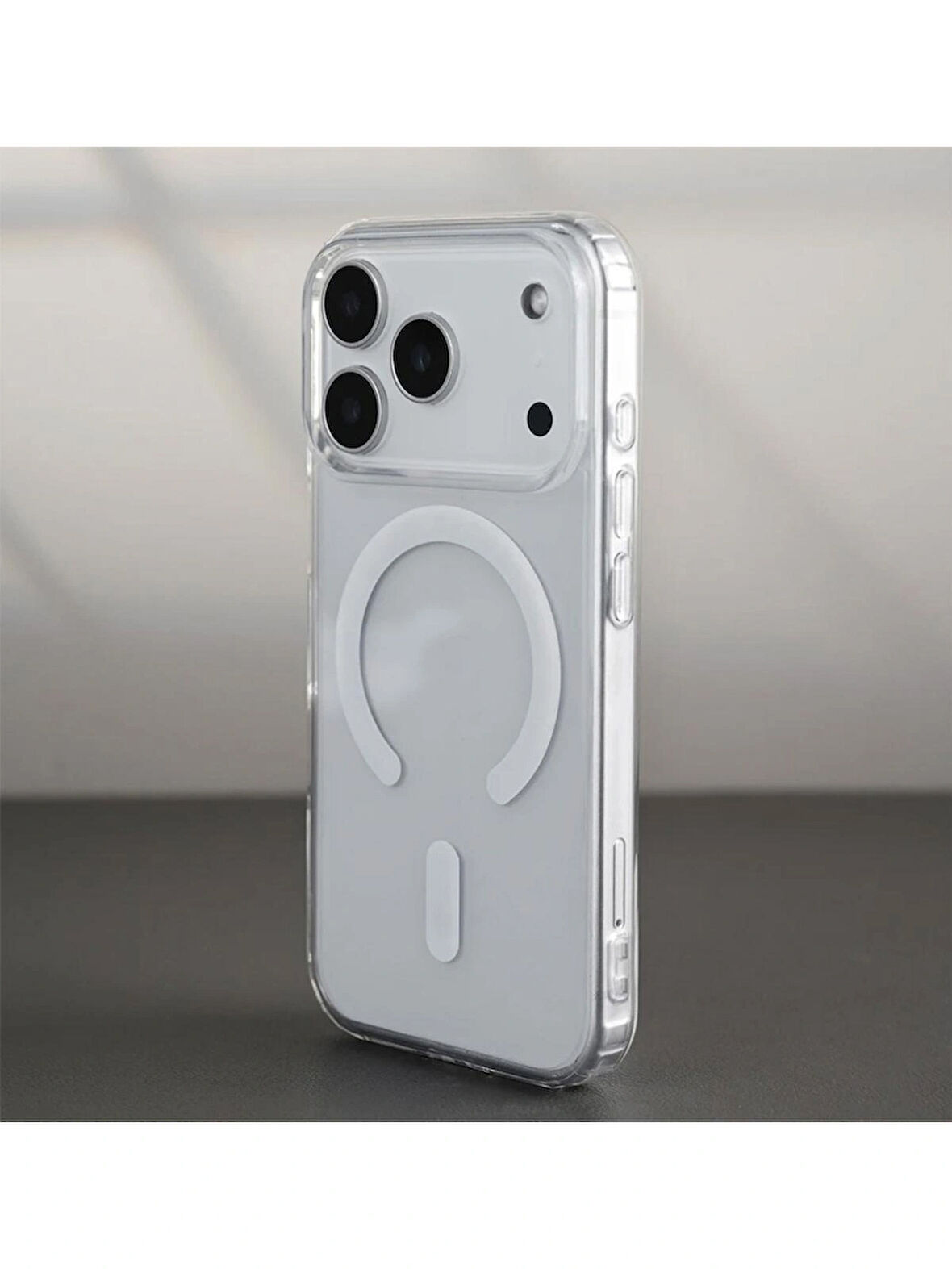 iPhone 17 PRO MAX Uyumlu Magsafe Kablosuz Şarj Özellikli Şeffaf Silikon Kılıf