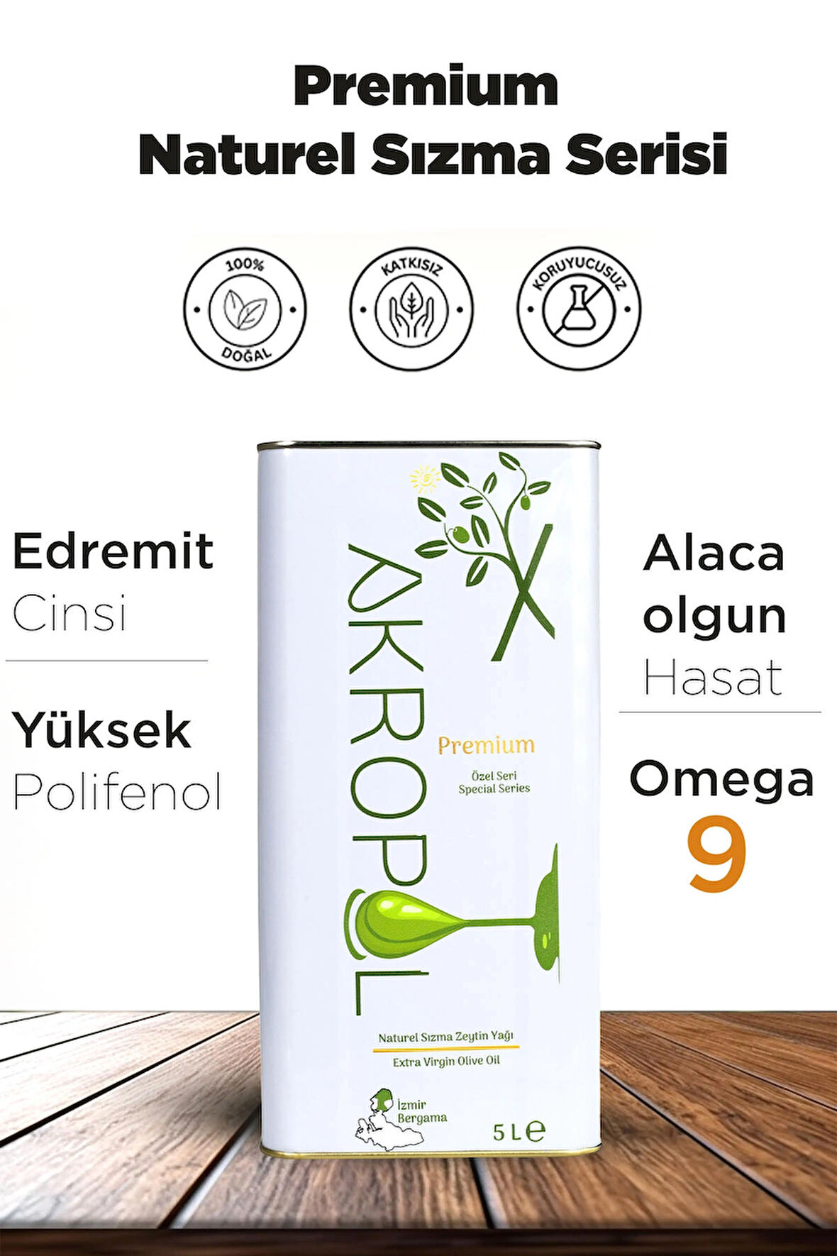 %100 Organik Soğuk Sıkım Alaca Hasat Natürel Sızma Zeytinyağı 5 Litre , Çocuklu Aileler Için Özel Seri