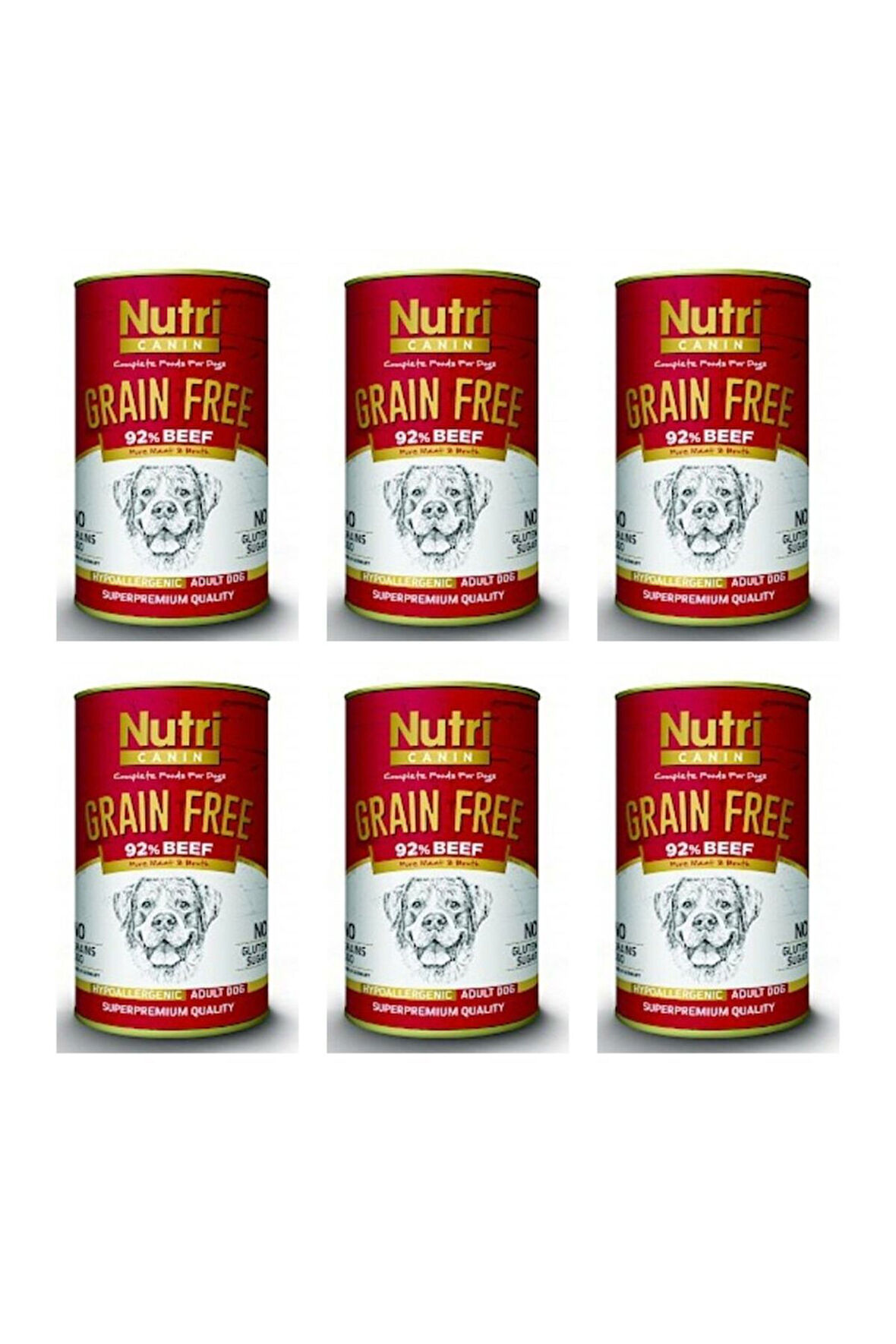 Sığır Biftek Etli Tahılsız Yetişkin Köpek Konservesi 400 Gr x 6 Adet