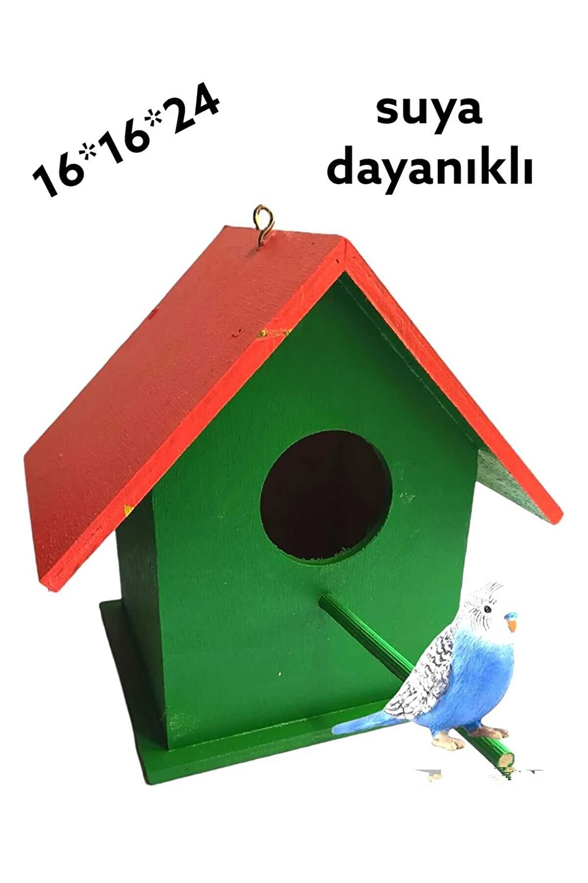 Ahşap Kuş Yuvası Kuş Evi Dış Mekan Suya Dayanıklı Büyük Boy 16x16x24 Cm