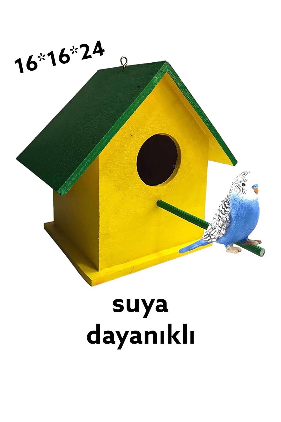 Ahşap Kuş Yuvası Kuş Evi Dış Mekan Suya Dayanıklı Büyük Boy 16x16x24 Cm