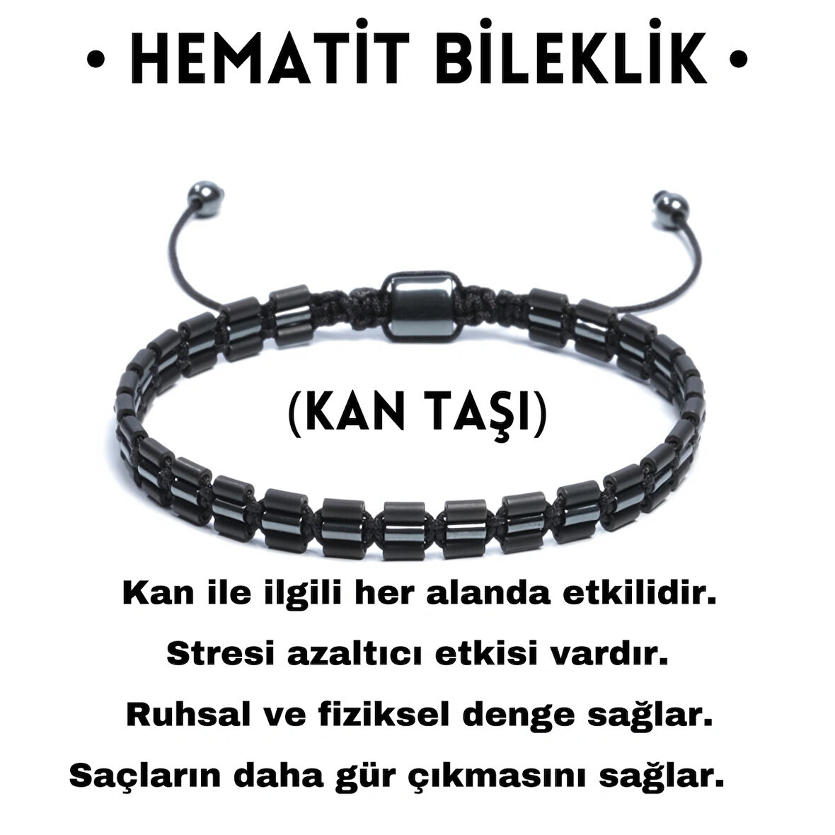 Hematit Bileklik - Nancy Black Bileklik - Tasarım Bileklik Özel Kesim Ayarlanabilir