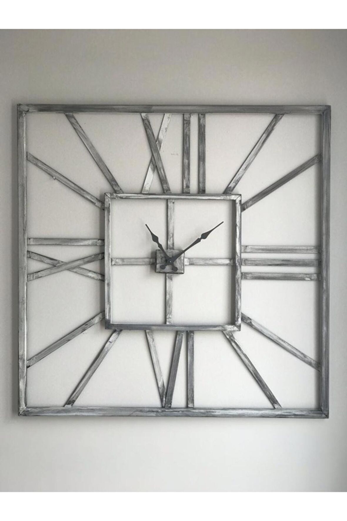 Ferforje 80*80 cm Metal Duvar Saati