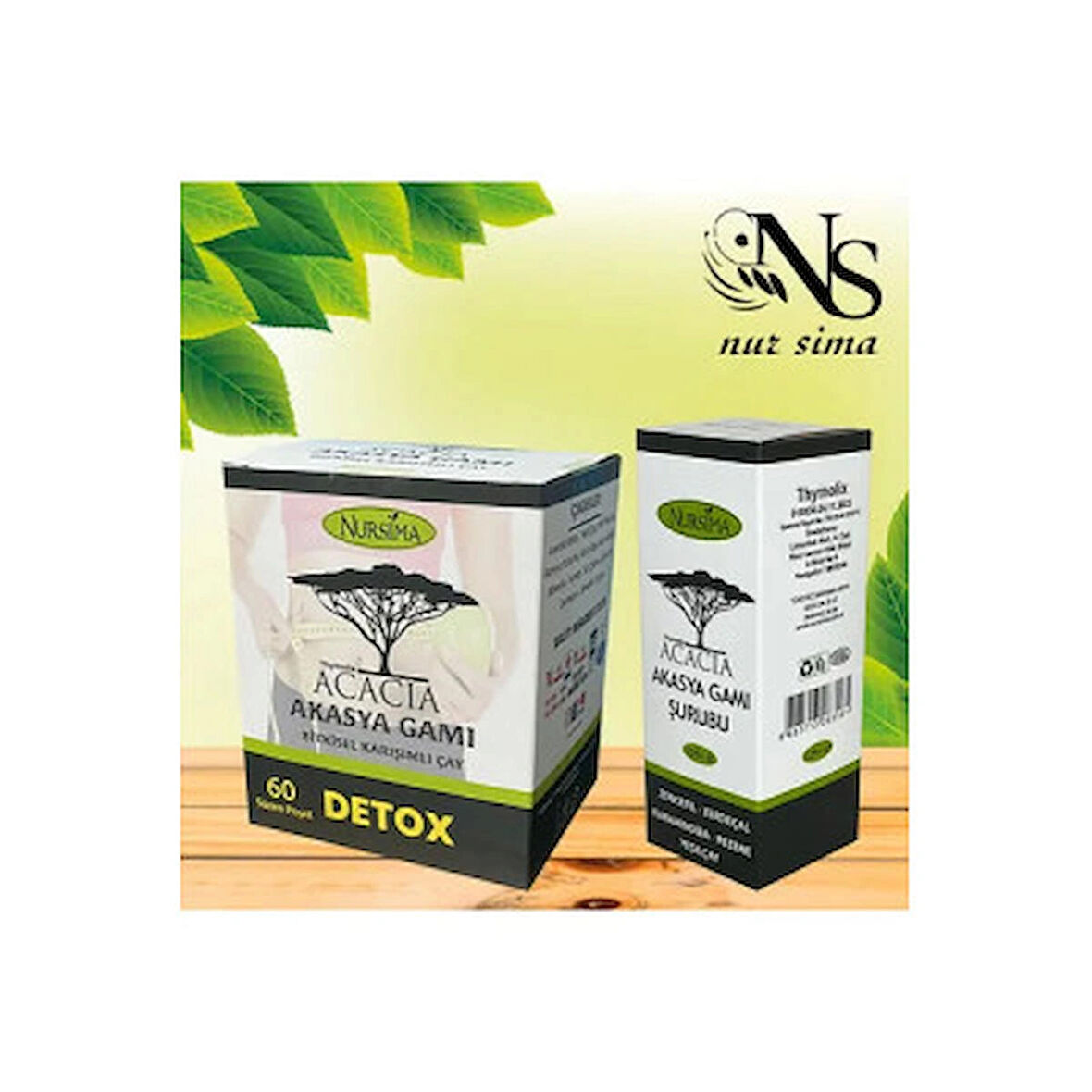 Nursima Acacia Akasya Gamı Çayı + Akasya Gamı Şurubu  Detox Seti