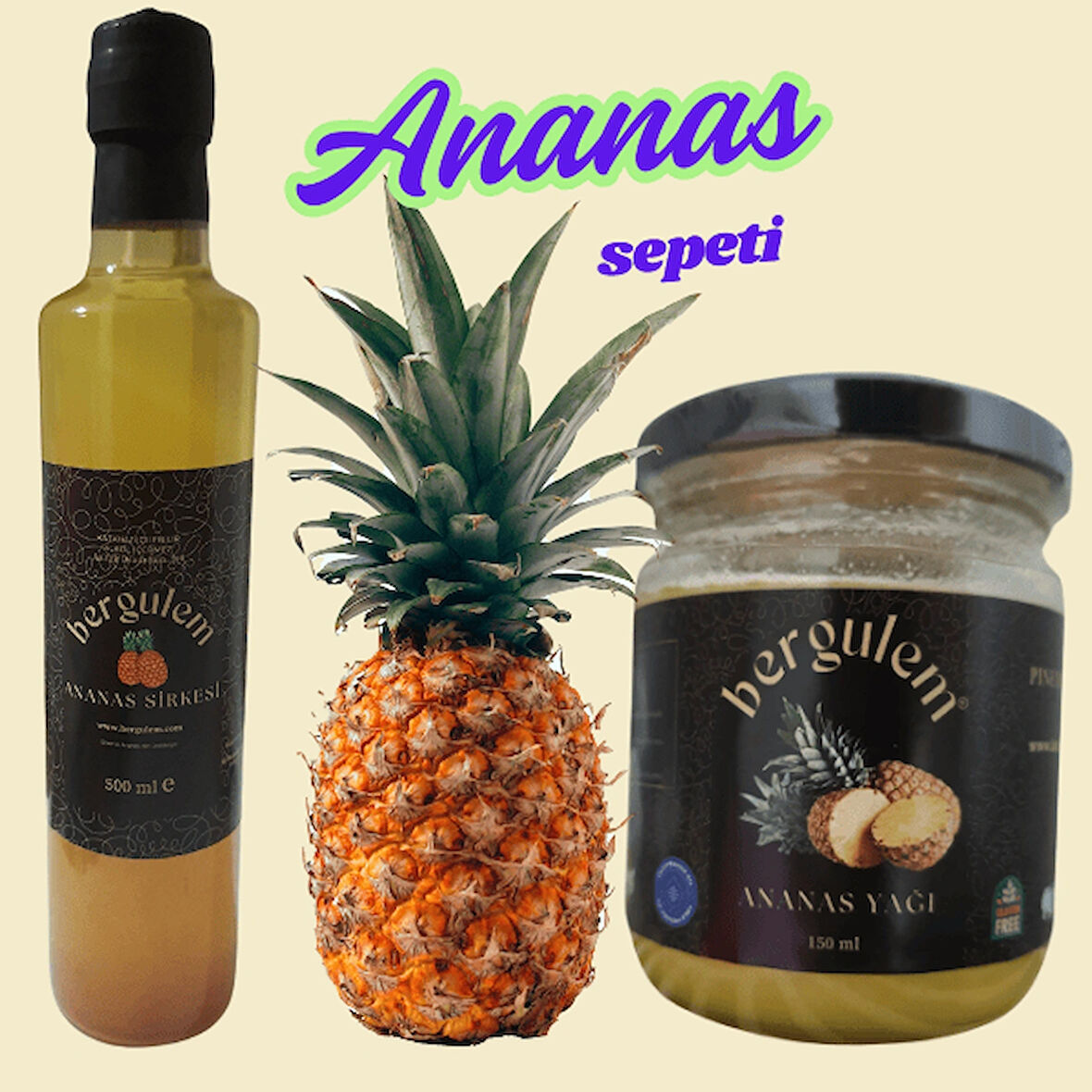 neşe natural Bergulem Ananas Sirkesi 500 ml + Ananas Yağı