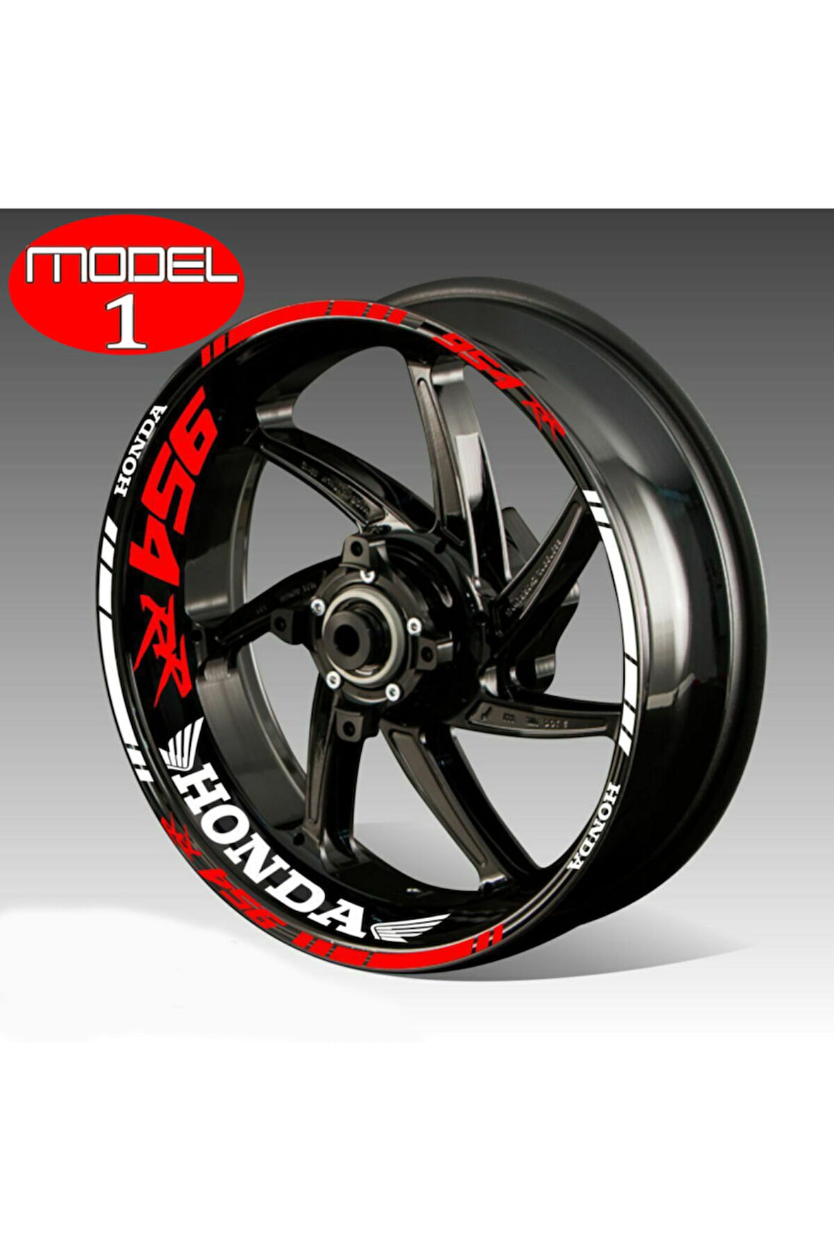 Şık Tasarım  motosiklet Jant Şeridi 954Rr Honda Uyumlu Beyaz-Kırmızı Sağ-Sol/Ön-Arka