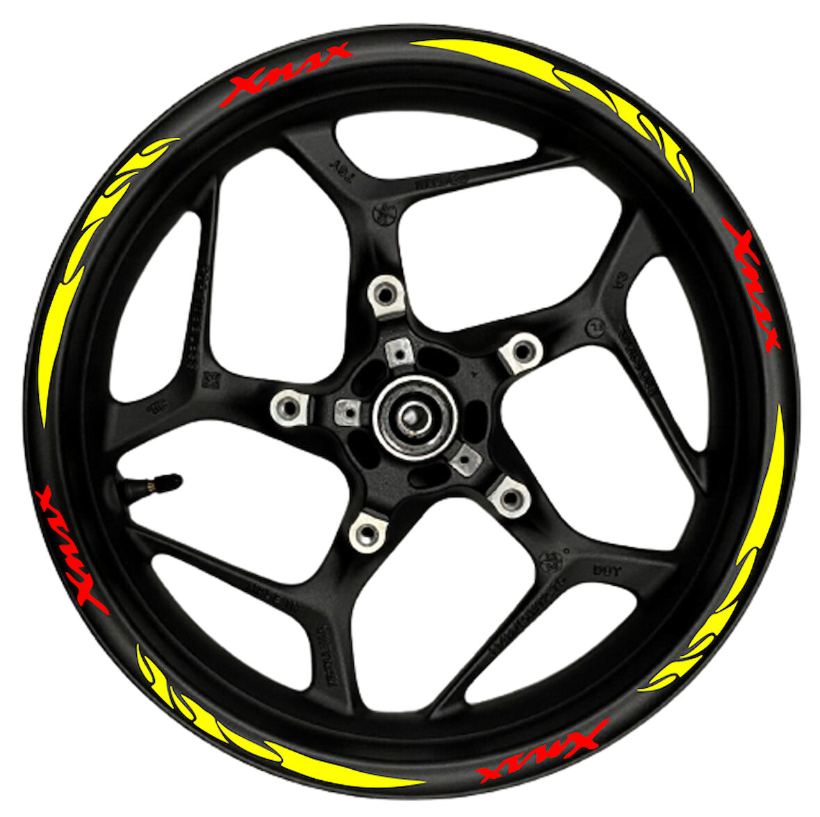 Xmax kırmızı yazılı  neon sarı pençe şeritli