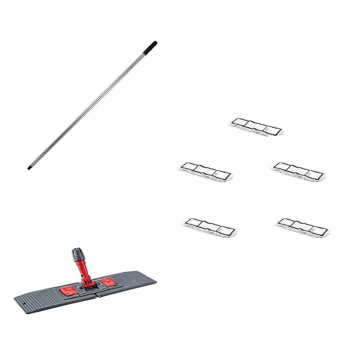 Tablet Palet Nemli Yedek Mop Takımı Seti - 5 Ad 50 Cm. Nemli Mop + Katlanır Aparat + Metal Sap