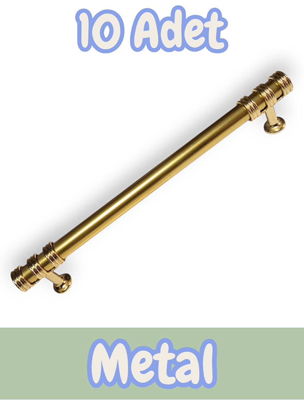 Nesli Alüminyum Metal Lüks Modern Mobilya Çekmece Mutfak Dolabı Kulpu Altın 96mm (10 Adet)