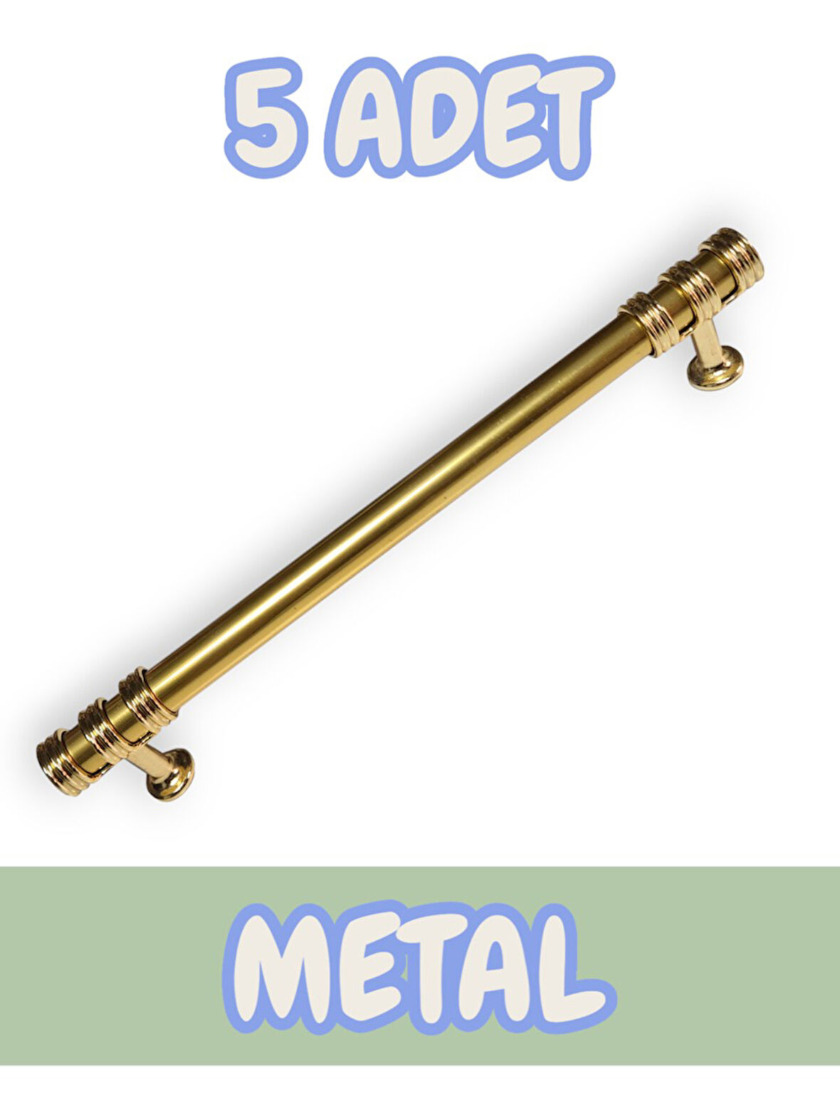 Nesli Alüminyum Metal Lüks Modern Mobilya Çekmece Mutfak Dolabı Kulpu Altın 224mm (5 Adet)
