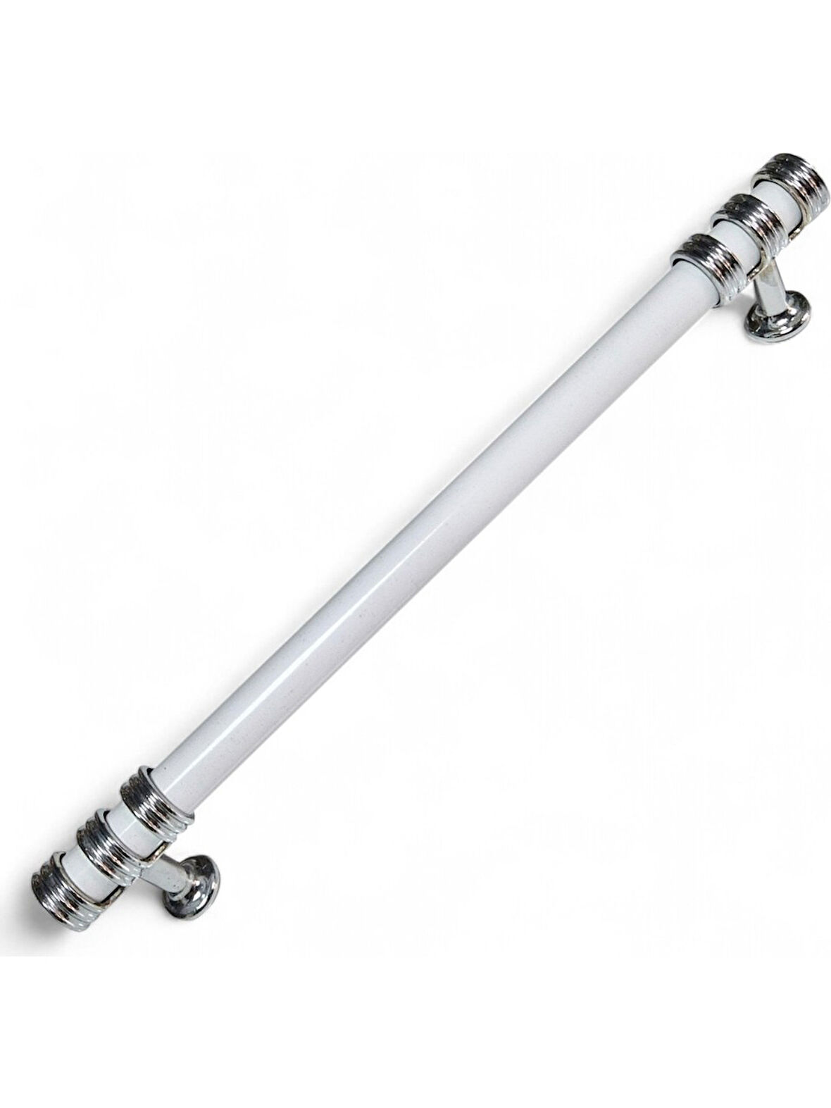 Nesli Alüminyum Metal Lüks Modern Mobilya Çekmece Mutfak Dolabı Kulpu Beyaz-Krom 128mm