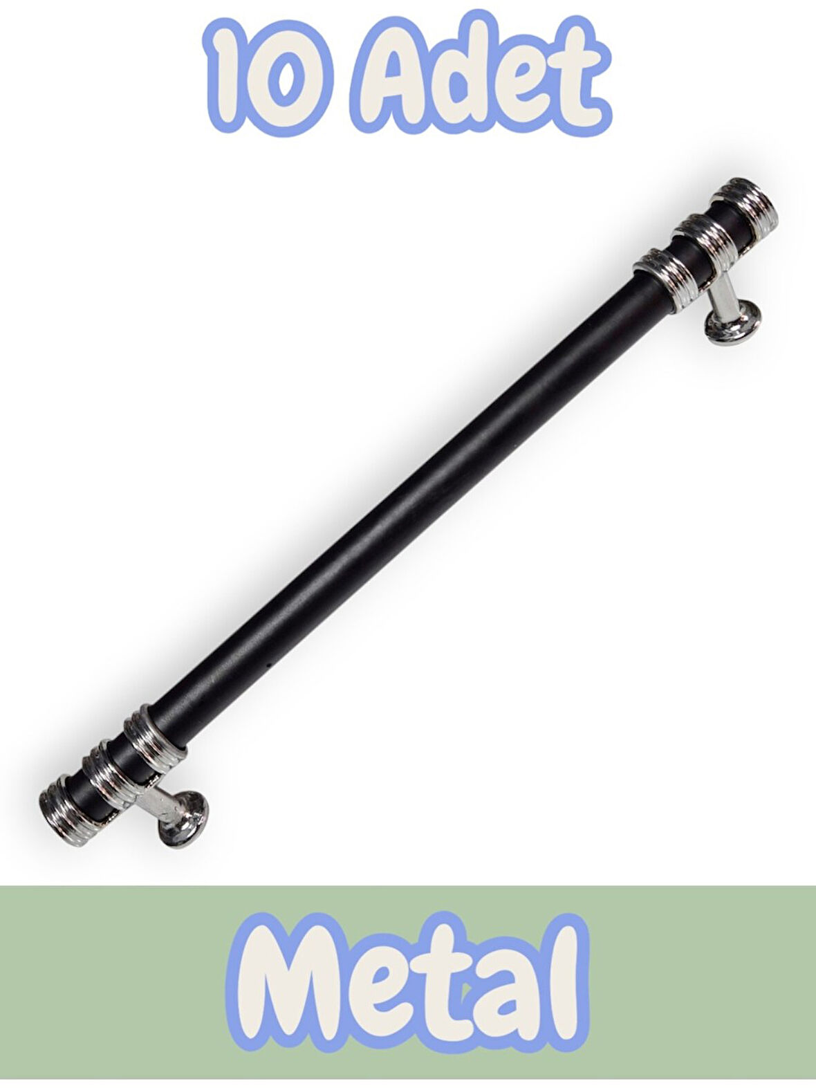 Nesli Alüminyum Metal Lüks Modern Mobilya Çekmece Mutfak Dolabı Kulpu Siyah-Krom 160mm (10 Adet)