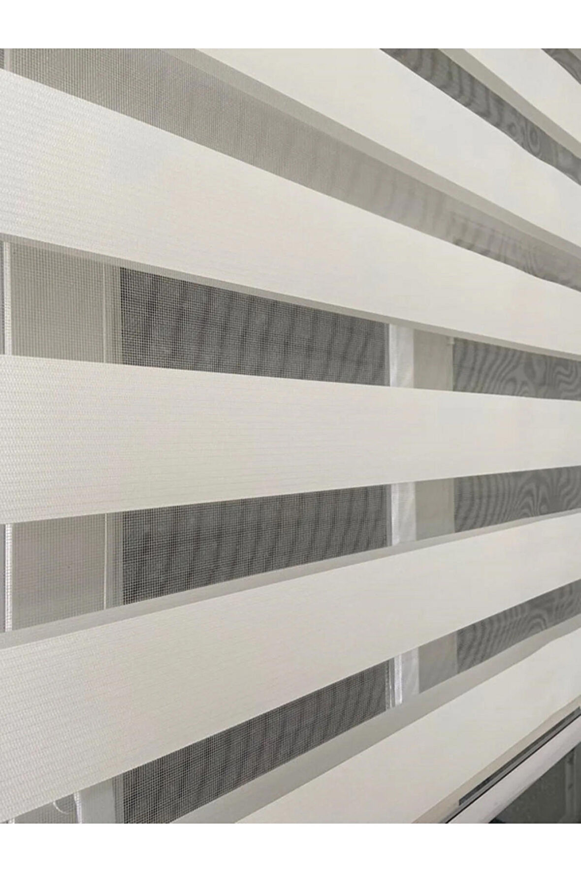 Ithal Beyaz Bambu Zebra Stor Perde Eteği Düz (alüminyum Kasa Metal Ayak